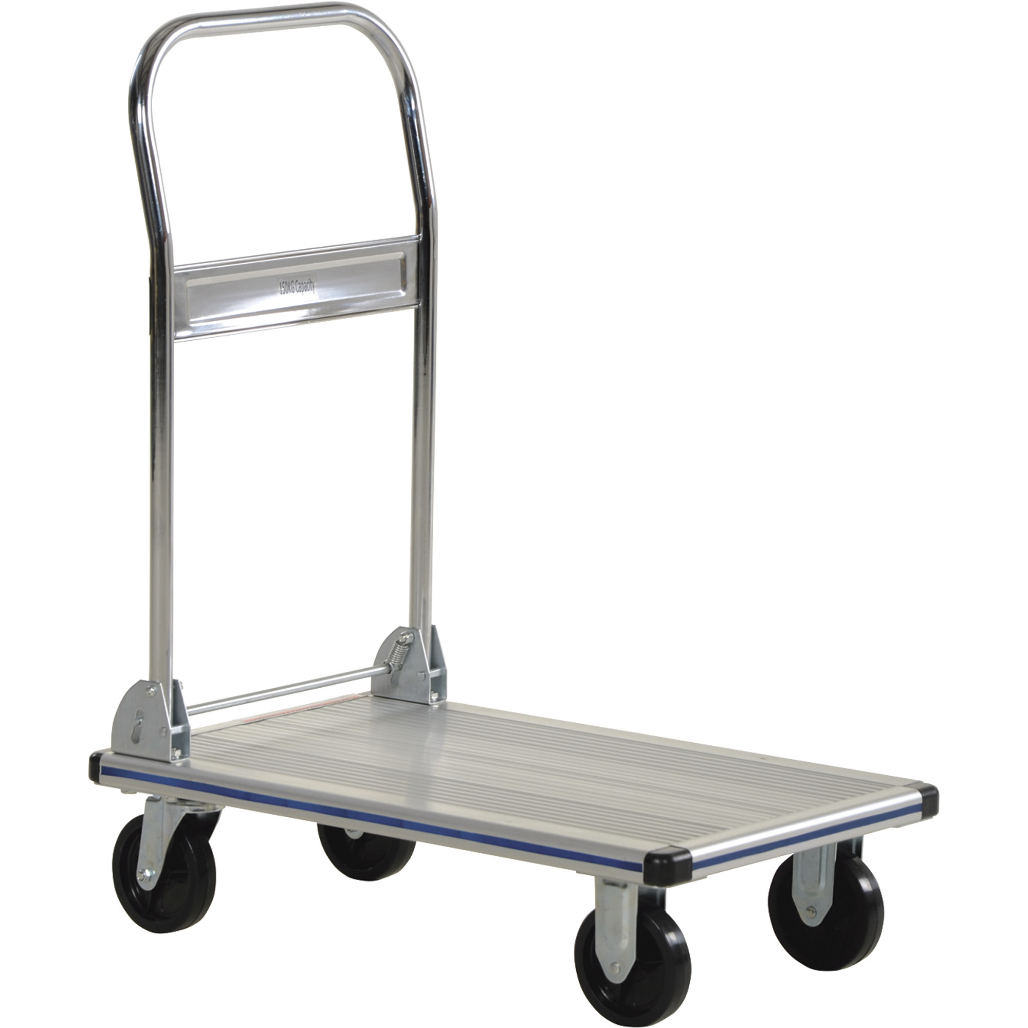 Vestil Aluminum Folding Handle Platform Truck - 30in.L x 18.5in.W, 400-Lb. Capacity, Non-Marking Polyurethane Casters, Model# AFT-30-NM